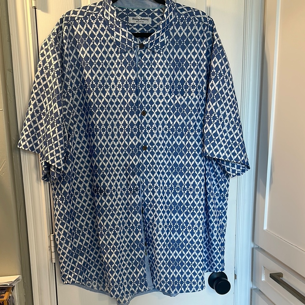 Tommy Bahama Blue Patterned Men's Shirt 2XLB